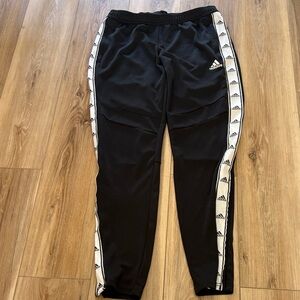 adidas Black Track Pants with White Logo Tape